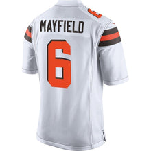 Load image into Gallery viewer, Baker Mayfield Cleveland Browns Draft Pick Game Jersey – White 2018/2019