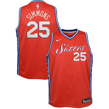Load image into Gallery viewer, Ben Simmons Philadelphia 76ers Youth Jersey - Red 2018/2019