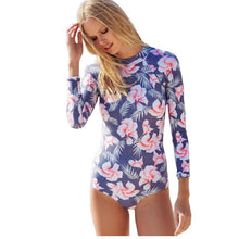 Load image into Gallery viewer, Print Floral One Piece Long Sleeve Swimwear