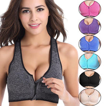 Load image into Gallery viewer, Women Zipper Push Up Sports Padded Bras