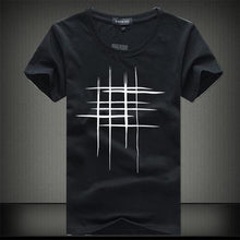 Load image into Gallery viewer, Line Cross Print Cotton Summer Men T-shirt