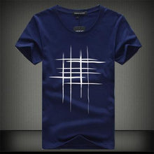 Load image into Gallery viewer, Line Cross Print Cotton Summer Men T-shirt
