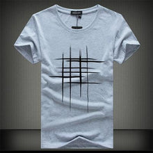 Load image into Gallery viewer, Line Cross Print Cotton Summer Men T-shirt