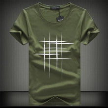 Load image into Gallery viewer, Line Cross Print Cotton Summer Men T-shirt