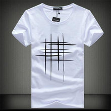Load image into Gallery viewer, Line Cross Print Cotton Summer Men T-shirt