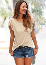 Load image into Gallery viewer, Women Cotton Tassel Casual T-shirt