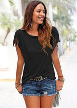 Load image into Gallery viewer, Women Cotton Tassel Casual T-shirt