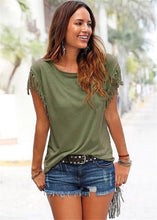 Load image into Gallery viewer, Women Cotton Tassel Casual T-shirt