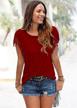Load image into Gallery viewer, Women Cotton Tassel Casual T-shirt