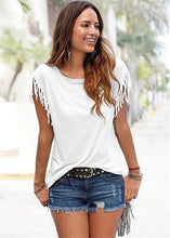 Load image into Gallery viewer, Women Cotton Tassel Casual T-shirt