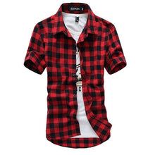 Load image into Gallery viewer, Mens Plaid Chemise Short Sleeve Shirt