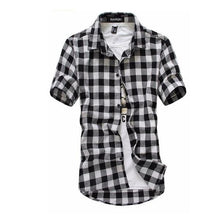 Load image into Gallery viewer, Mens Plaid Chemise Short Sleeve Shirt