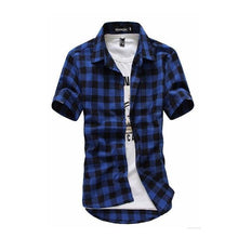 Load image into Gallery viewer, Mens Plaid Chemise Short Sleeve Shirt