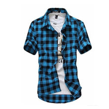 Load image into Gallery viewer, Mens Plaid Chemise Short Sleeve Shirt