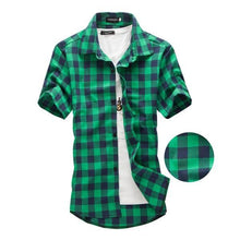 Load image into Gallery viewer, Mens Plaid Chemise Short Sleeve Shirt