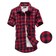Load image into Gallery viewer, Mens Plaid Chemise Short Sleeve Shirt
