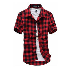 Load image into Gallery viewer, Mens Plaid Chemise Short Sleeve Shirt