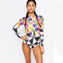 Load image into Gallery viewer, Print Floral One Piece Long Sleeve Swimwear