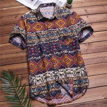 Load image into Gallery viewer, Mens Beach Hawaiian Loose Cotton Button Shirt
