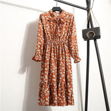 Load image into Gallery viewer, Chiffon Print Women Bowknot Dress