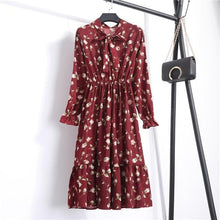 Load image into Gallery viewer, Chiffon Print Women Bowknot Dress