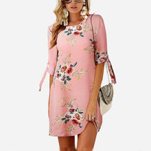 Load image into Gallery viewer, Women Floral Print Chiffon Dress