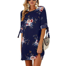 Load image into Gallery viewer, Women Floral Print Chiffon Dress