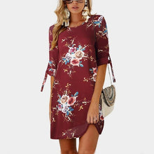 Load image into Gallery viewer, Women Floral Print Chiffon Dress
