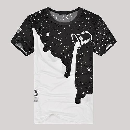 3D Milk Poured Inverted Round Neck Slim T-shirt
