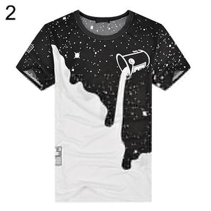 3D Milk Poured Inverted Round Neck Slim T-shirt