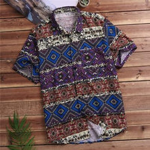 Load image into Gallery viewer, Mens Beach Hawaiian Loose Cotton Button Shirt