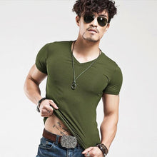 Load image into Gallery viewer, V neck Fitness Casual Male T-shirt