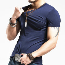 Load image into Gallery viewer, V neck Fitness Casual Male T-shirt