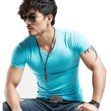 Load image into Gallery viewer, V neck Fitness Casual Male T-shirt