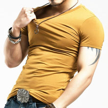 Load image into Gallery viewer, V neck Fitness Casual Male T-shirt
