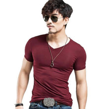 Load image into Gallery viewer, V neck Fitness Casual Male T-shirt