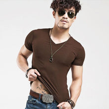 Load image into Gallery viewer, V neck Fitness Casual Male T-shirt