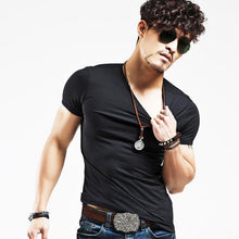 Load image into Gallery viewer, V neck Fitness Casual Male T-shirt