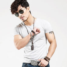 Load image into Gallery viewer, V neck Fitness Casual Male T-shirt