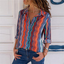 Load image into Gallery viewer, Women Turn Down Collar Office Shirt