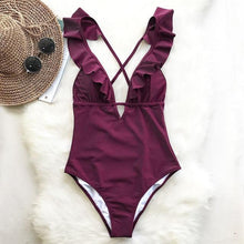 Load image into Gallery viewer, One-piece Women Ruffle V-neck Monokini 2019